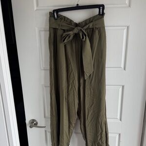 Olive Green Women's High-Waisted Pants